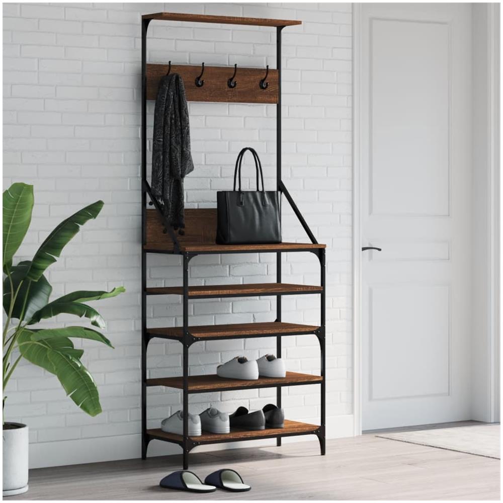 Appendiabiti Con Porta Scarpe Rovere Marrone 70x34x184 Cm - Foto 1