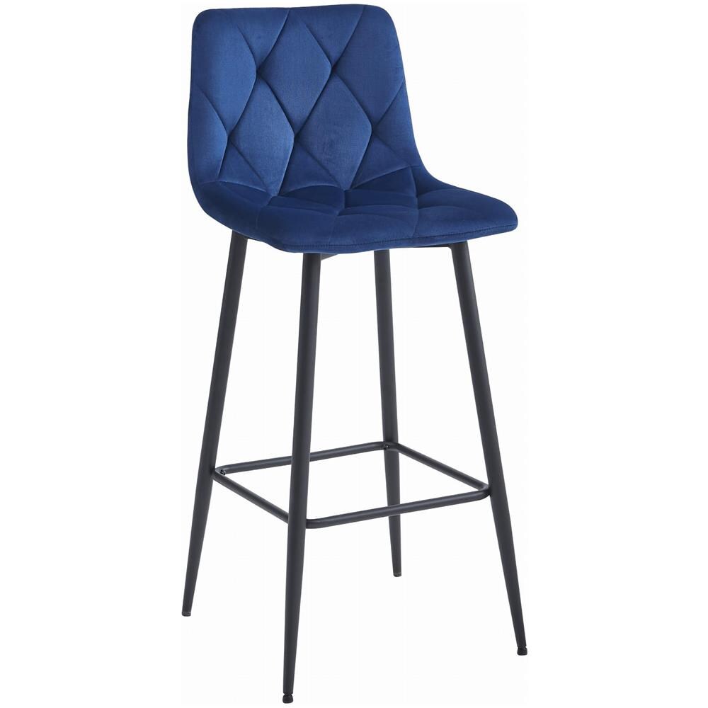 Sgabello KODA in velluto blu navy con gambe nere x2 - Foto 2