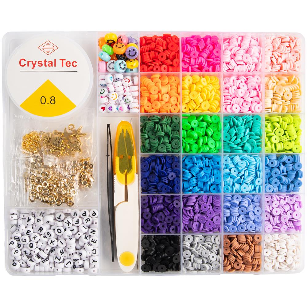 Kit creativo per braccialetti per bambini, grande, 4678 pezzi, lettere, conchiglie - Foto 1