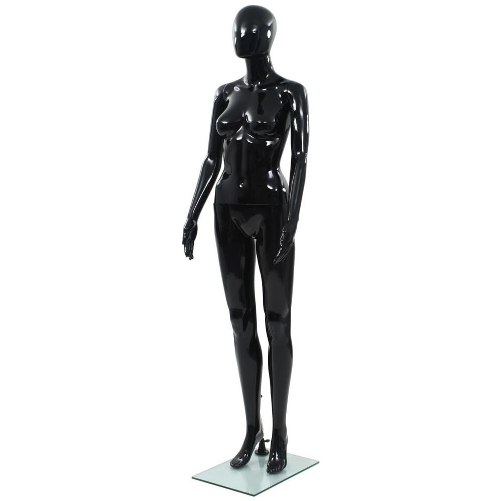 Manichino Donna Figura Intera Base In Vetro 175 Cm Nero Lucido - Foto 1