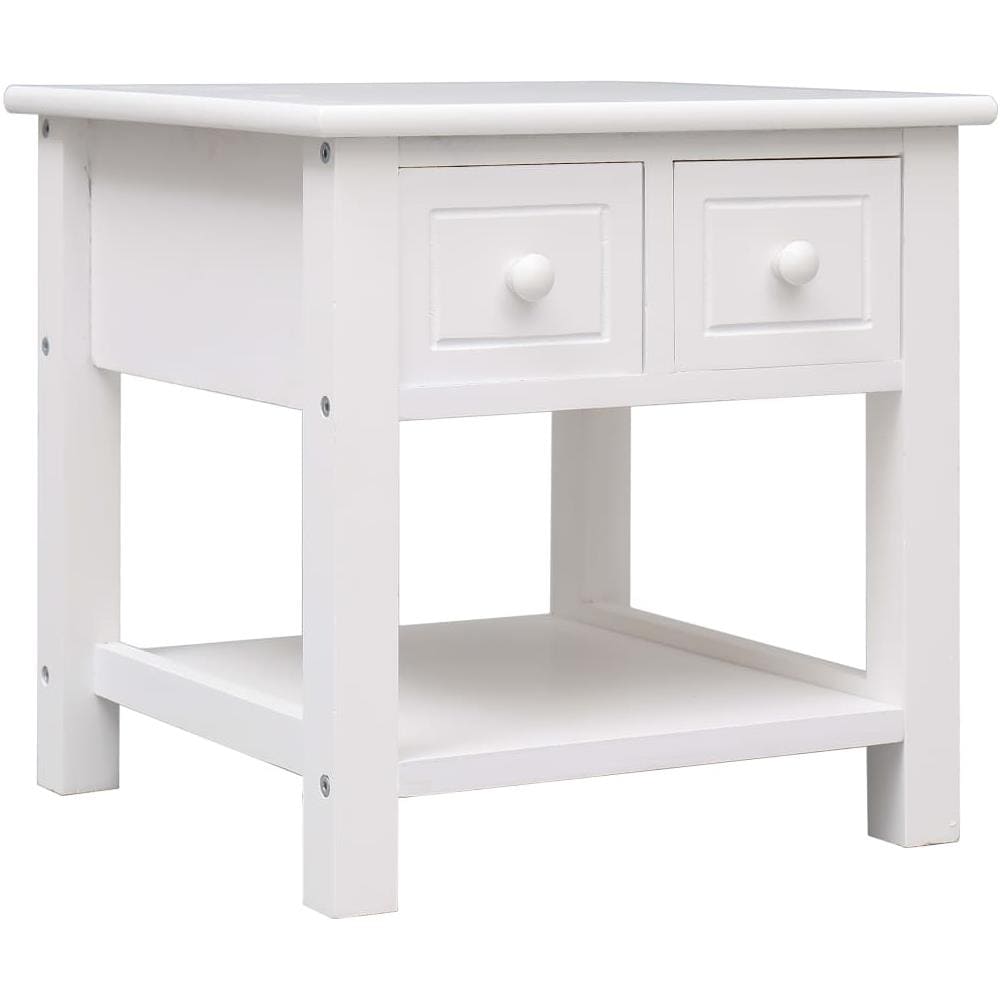 Tavolino Laterale Bianco 40x40x40 Cm In Legno Di Paulownia - Foto 1