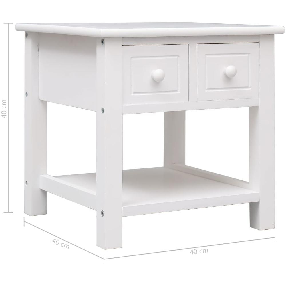 Tavolino Laterale Bianco 40x40x40 Cm In Legno Di Paulownia - Foto 8