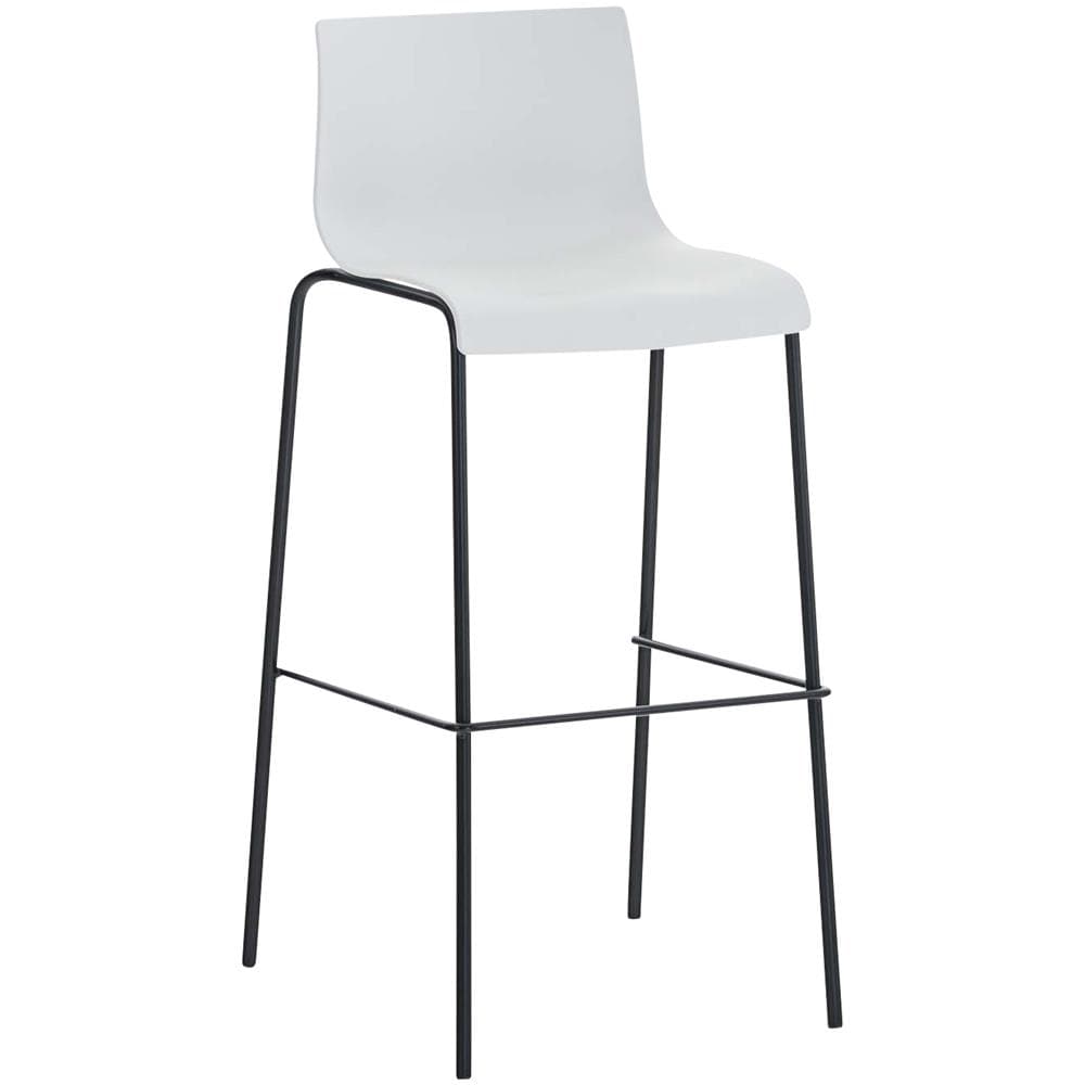 Sgabello Bar Hoover in Polipropilene I Sgabello Alto Design 4 Gambe in Metallo | Sedia Sgabello Impilabile con Schienale I Sgabello Bancone H 76 CM Bianco Base Nero - Foto 1