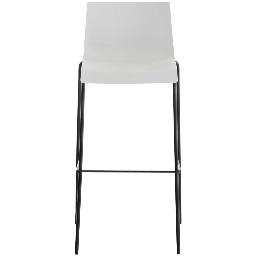 Sgabello Bar Hoover in Polipropilene I Sgabello Alto Design 4 Gambe in Metallo | Sedia Sgabello Impilabile con Schienale I Sgabello Bancone H 76 CM Bianco Base Nero - Foto 2