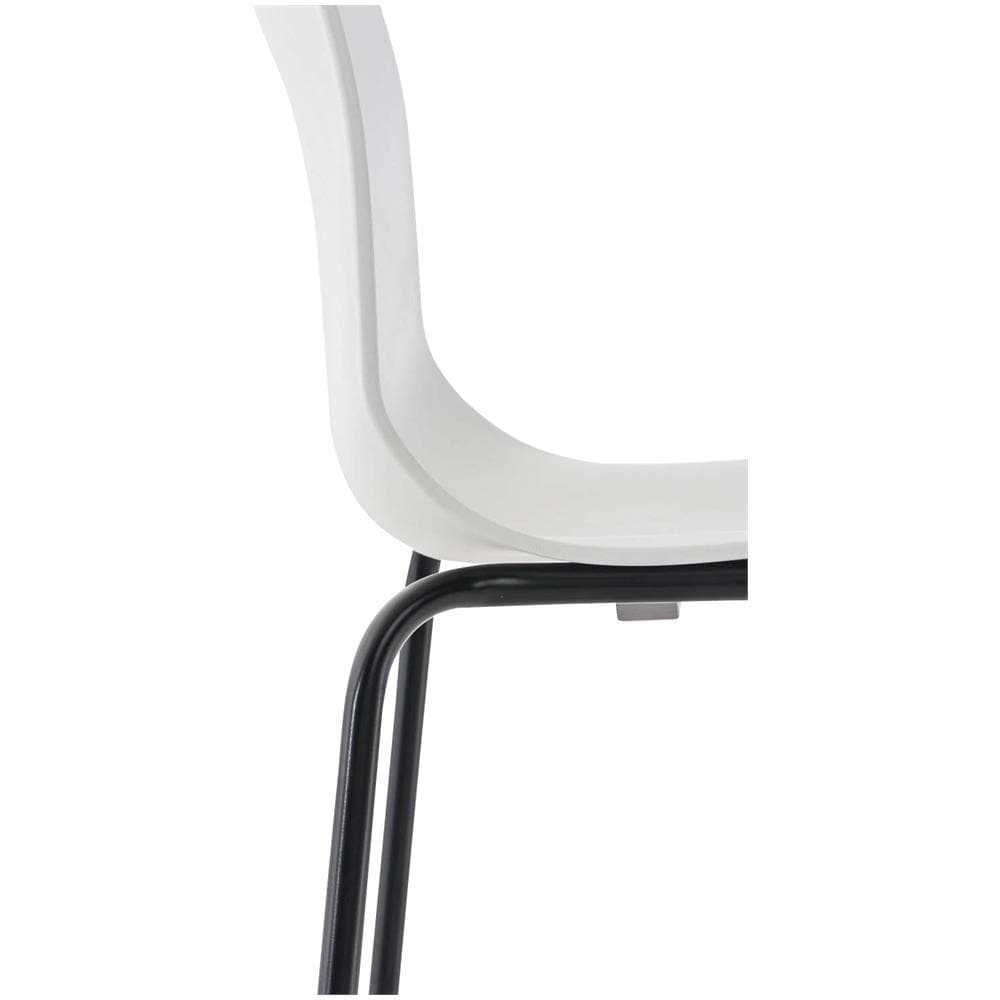 Sgabello Bar Hoover in Polipropilene I Sgabello Alto Design 4 Gambe in Metallo | Sedia Sgabello Impilabile con Schienale I Sgabello Bancone H 76 CM Bianco Base Nero - Foto 5
