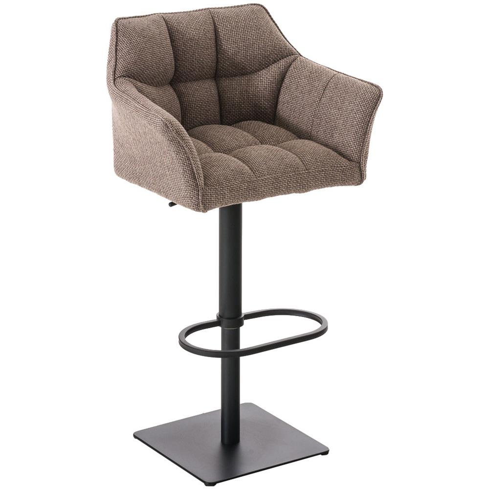 Sgabello Alto Bar Damaso I Sgabello Design Cucina Trapuntato in Tessuto con Braccioli E Schienale Imbottiti l Sedia Sgabello Bar Pub con Poggiapiedi Marrone Terra Nero - Foto 1