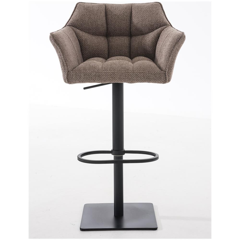 Sgabello Alto Bar Damaso I Sgabello Design Cucina Trapuntato in Tessuto con Braccioli E Schienale Imbottiti l Sedia Sgabello Bar Pub con Poggiapiedi Marrone Terra Nero - Foto 2