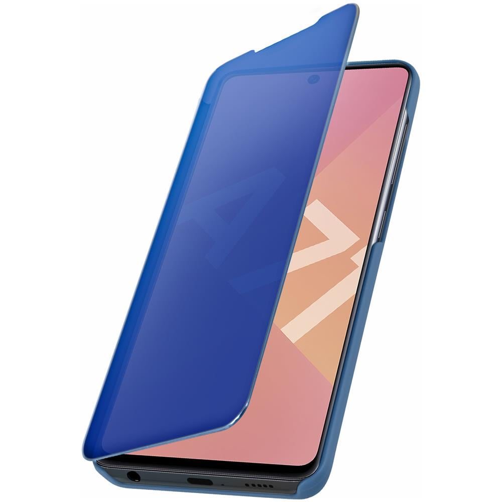 Custodia Samsung Galaxy A71 Sportellino A Specchio Supporto Video Azzurro - Foto 2