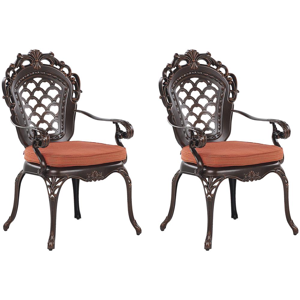 Set Di 2 Sedie Da Giardino In Alluminio Marrone Scuro Lizzano - Foto 1