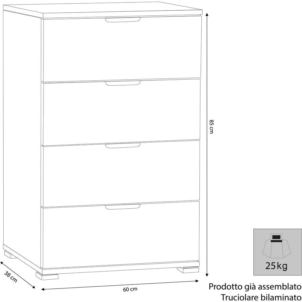 Ale - Cassettiera 4 Cassetti - Foto 3