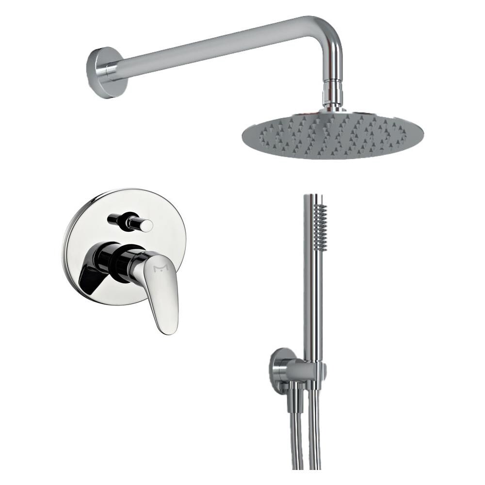 Kit Doccia Tondo 1 Completo Di Soffione Doccetta E Miscelatore Con Deviatore Delfino - Foto 1