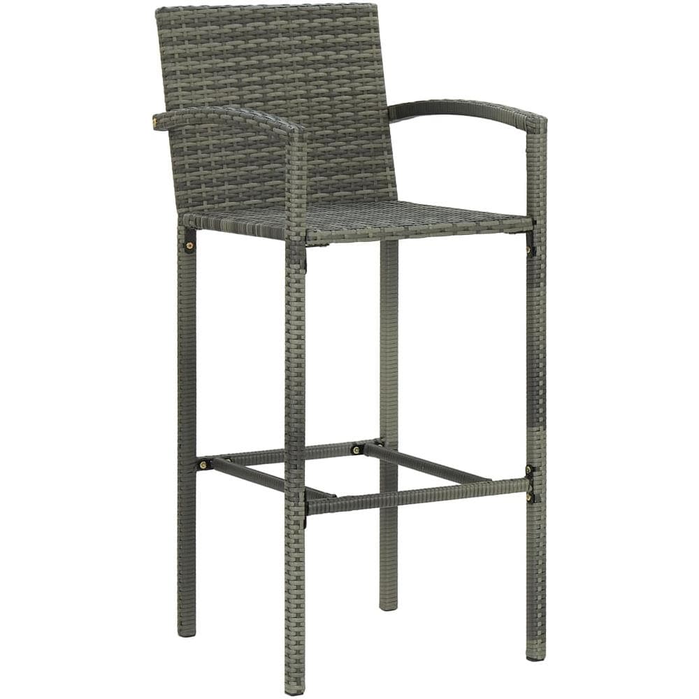 Sgabelli Da Bar 2 Pz Grigi In Polyrattan - Foto 2