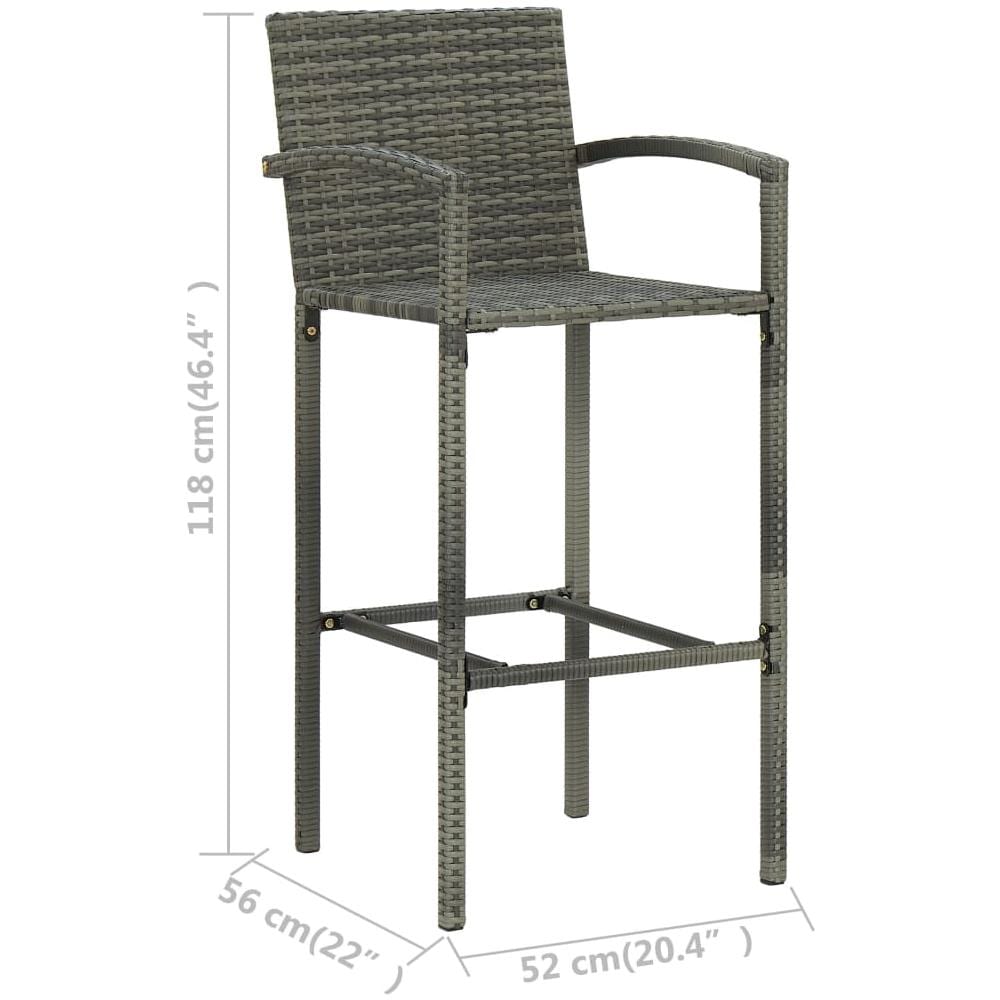Sgabelli Da Bar 2 Pz Grigi In Polyrattan - Foto 8