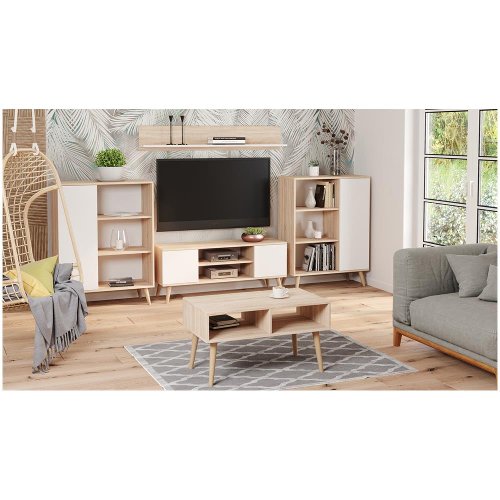 Fondi Mobile, Libreria, Cassettiera Soppalco, Scaffale Scandinavo Rovere Sonoma E Bianco - Foto 2