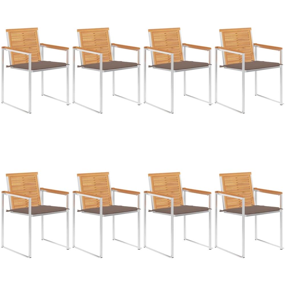 Sedie Da Giardino Con Cuscini 8 Pz In Legno Massello Di Teak - Foto 1