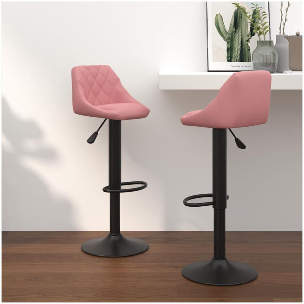 Sgabelli Da Bar 2 Pz Rosa In Velluto - Foto 1