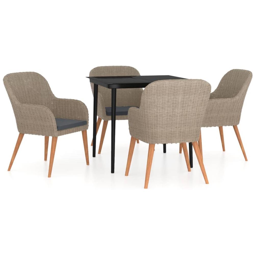 Set Da Pranzo Per Giardino 5 Pz Con Cuscini Marrone - Foto 2