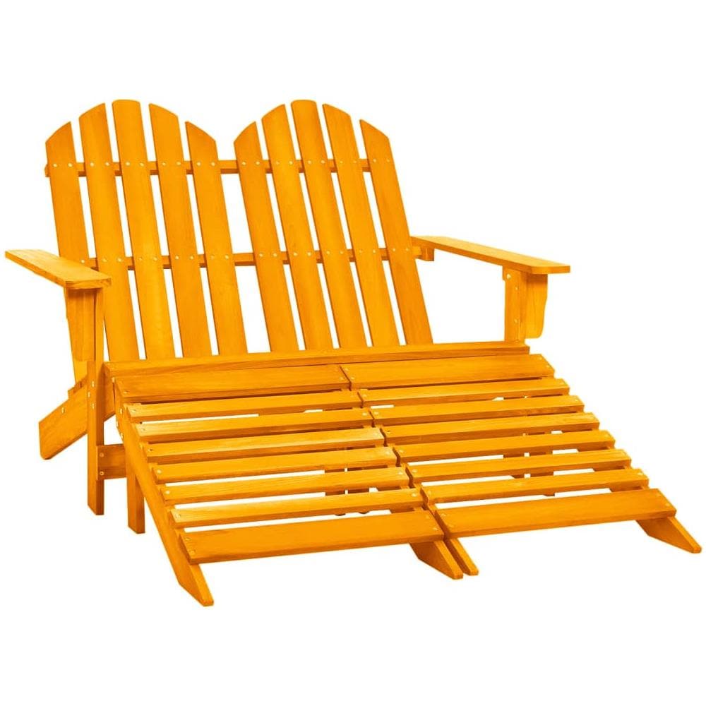 Sedia da Giardino a 2 Posti con Pouf Legno di Abete Arancione - Foto 1
