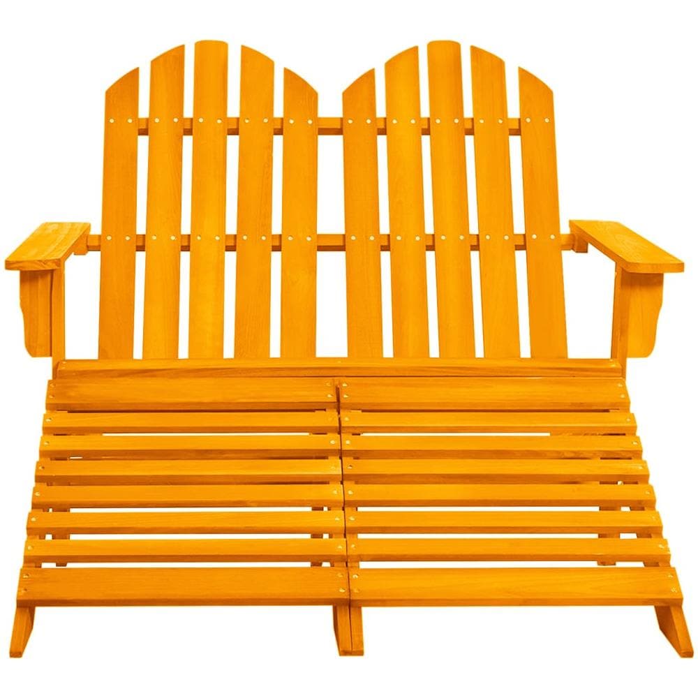 Sedia da Giardino a 2 Posti con Pouf Legno di Abete Arancione - Foto 2