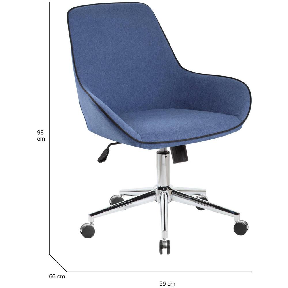 Sedia Da Ufficio Darwin, Poltrona Operativa Con Ruote, Seduta Ergonomica Da Ufficio, 66x59h98 Cm, Blu - Foto 2