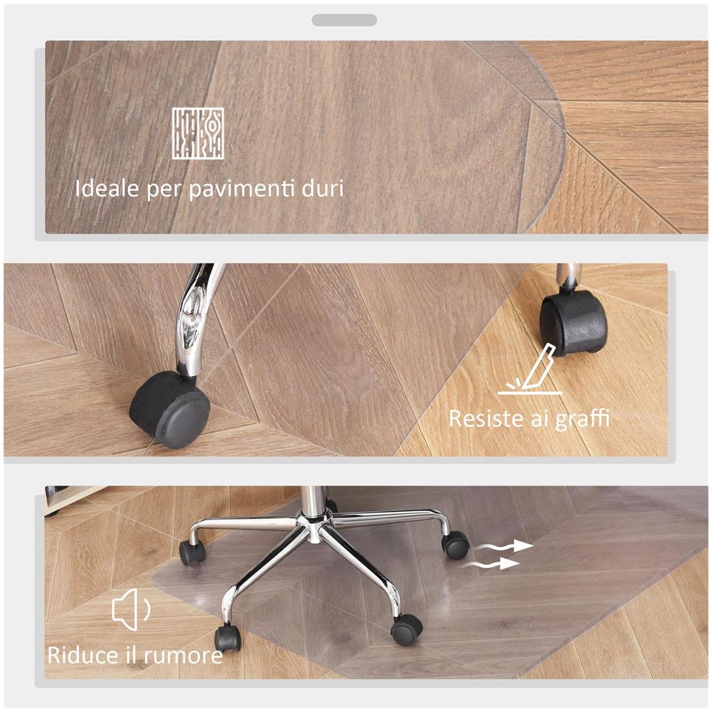 Tappetino per Sedia Ufficio Salvapavimento Antiscivolo in Plastica, 90x120cm, Trasparente - Foto 6
