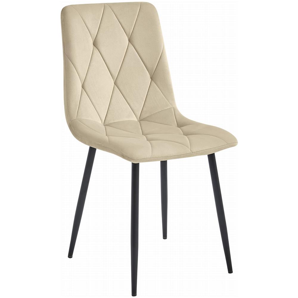 Sedia TYRA in velluto beige chiaro con gambe in metallo nero x1 - Foto 1