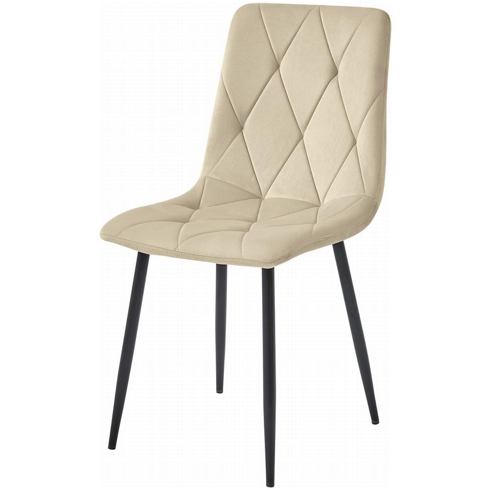Sedia TYRA in velluto beige chiaro con gambe in metallo nero x1 - Foto 6
