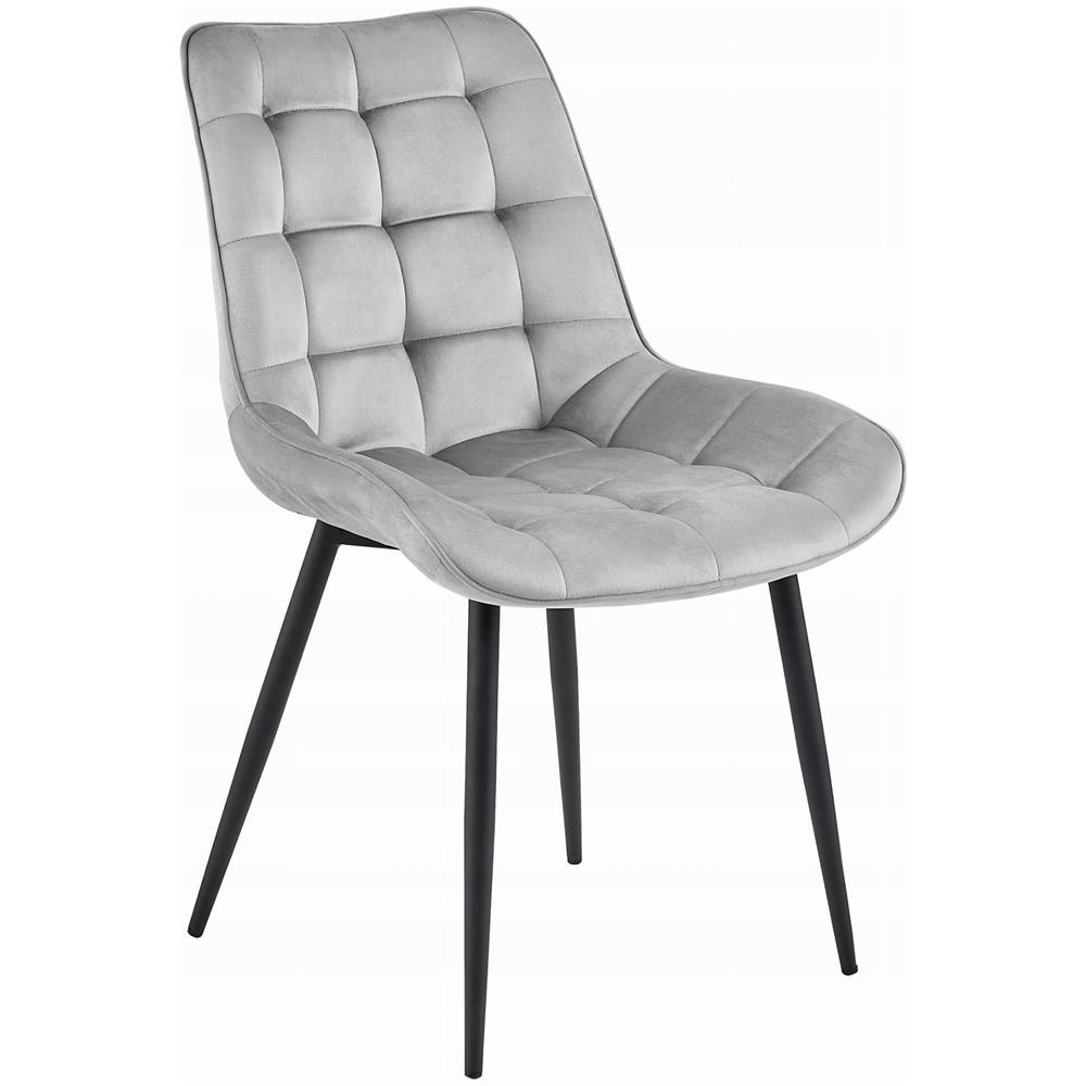 Sedia BERA - Velluto grigio argento moderno con gambe nere x2 - Foto 2