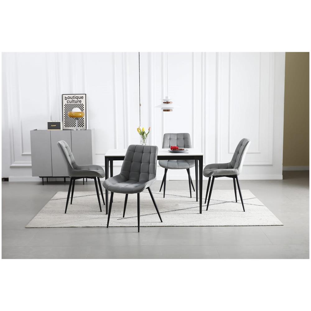Sedia BERA - Velluto grigio argento moderno con gambe nere x2 - Foto 9