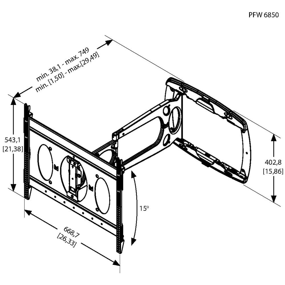 PFW 6850 Supporto da Parete per Schermi LED / LCD / Plasma 32-72'' Portata Max 45Kg  - Foto 2