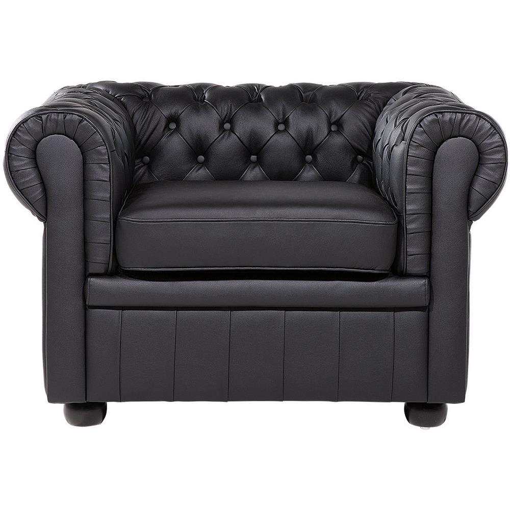 Poltrona Vintage In Pelle Nera Chesterfield - Foto 1