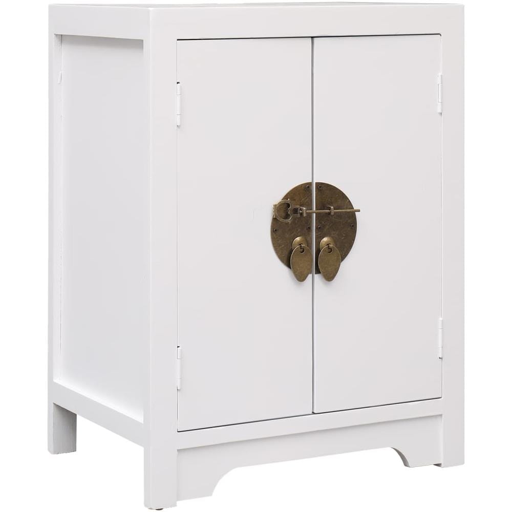 Comodino Bianco 38x28x52 Cm In Legno Di Paulownia - Foto 1