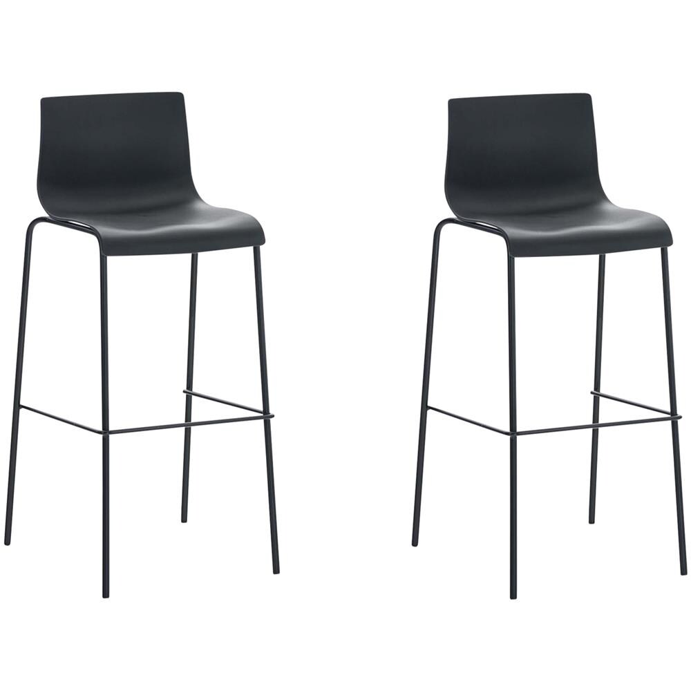 2 Sgabelli Alti HOOVER in Polipropilene - Set 2 Sgabelli Bar Design I Sedie Sgabello con Schienale I Sgabelli Ergonomici Nero Nero - Foto 1