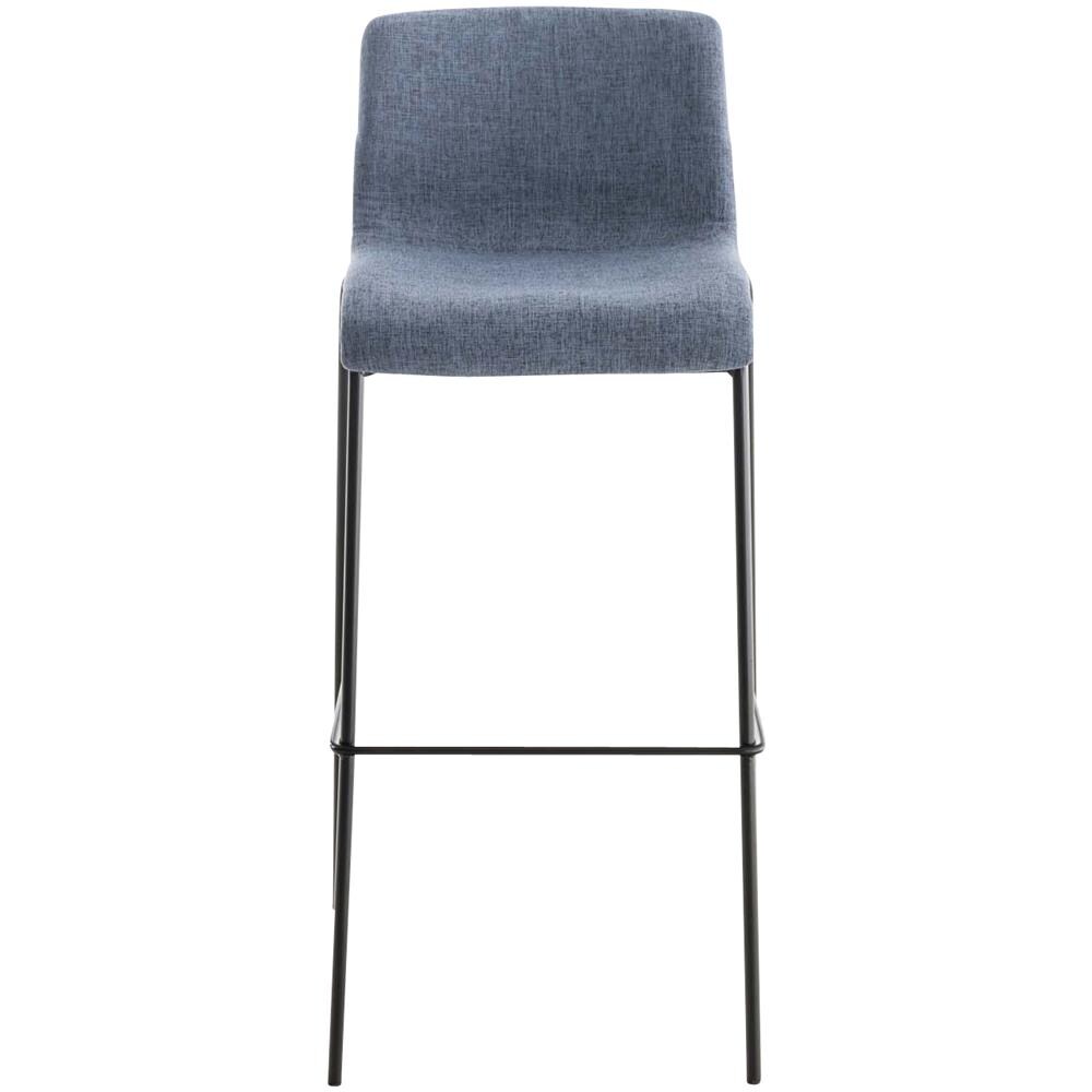 Sgabello Bar Hoover in Tessuto I Sgabello Alto Design 4 Gambe in Metallo I Sedia Sgabello Impilabile con Schienale I Sgabello Bancone H 76 CM Blu Base Nero - Foto 2