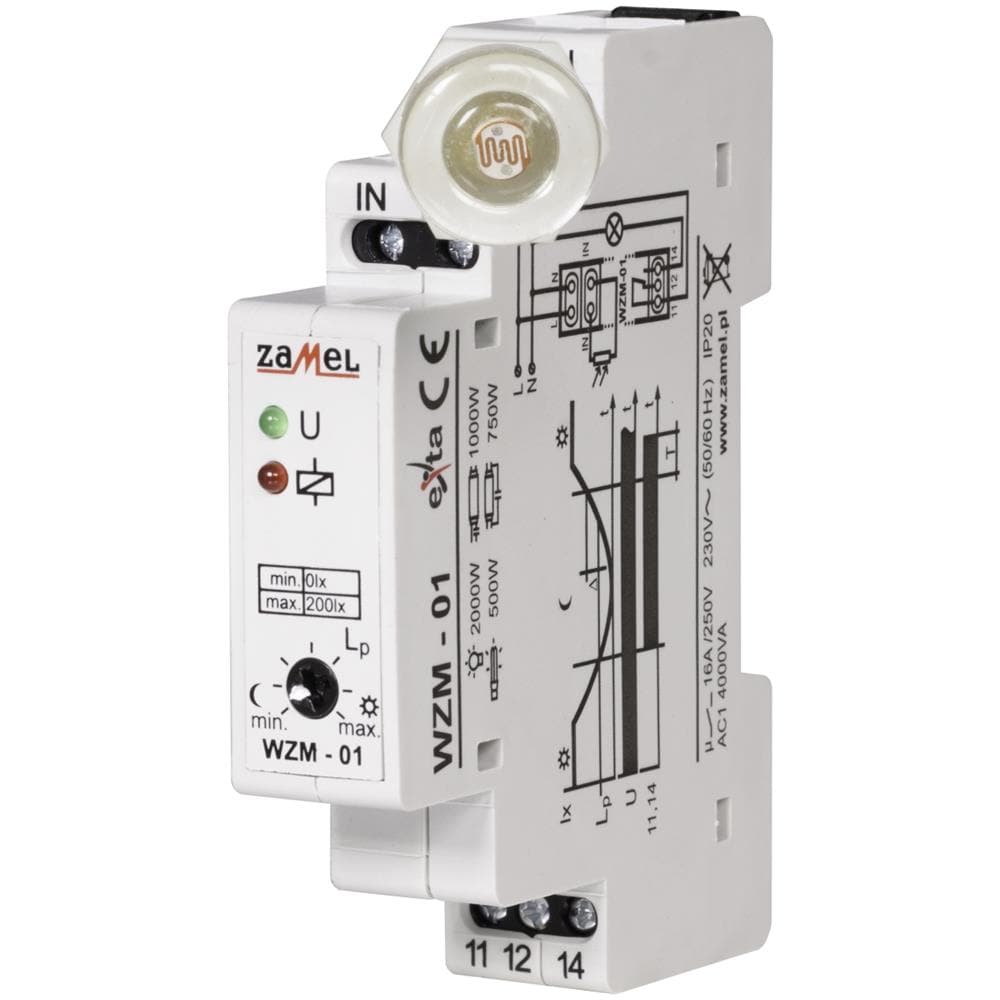 Interruttore Crepuscolare Da Crepuscolo All'alba Con Sensore 1m 230v / 16a Wzm-01 / S1 - Foto 1