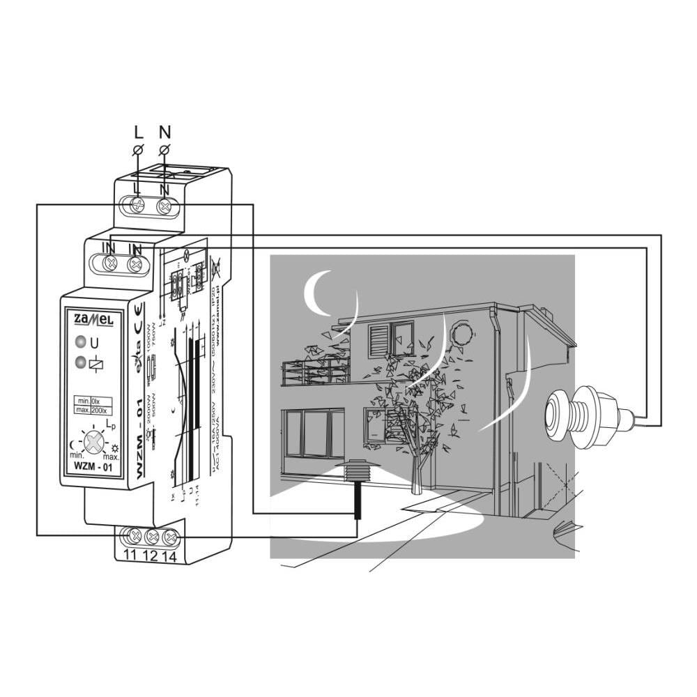 Interruttore Crepuscolare Da Crepuscolo All'alba Con Sensore 1m 230v / 16a Wzm-01 / S1 - Foto 2