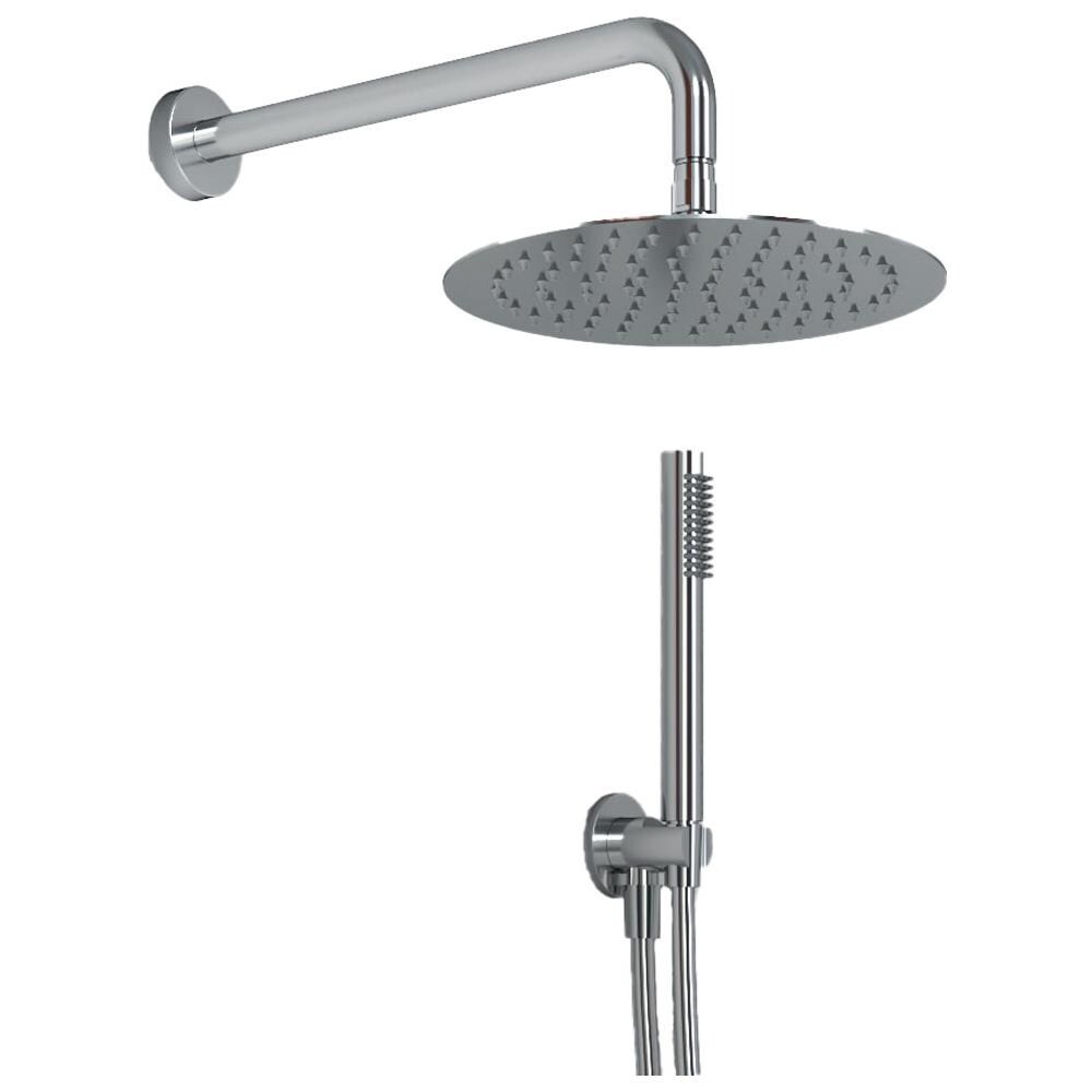 Kit Doccia Tondo 2 Diametro 25 Cm Soffione Braccio Presa Acqua Doccetta Laccio *** Tipo Di Accessorio : Soffione 2 Mm Spessore - Foto 1