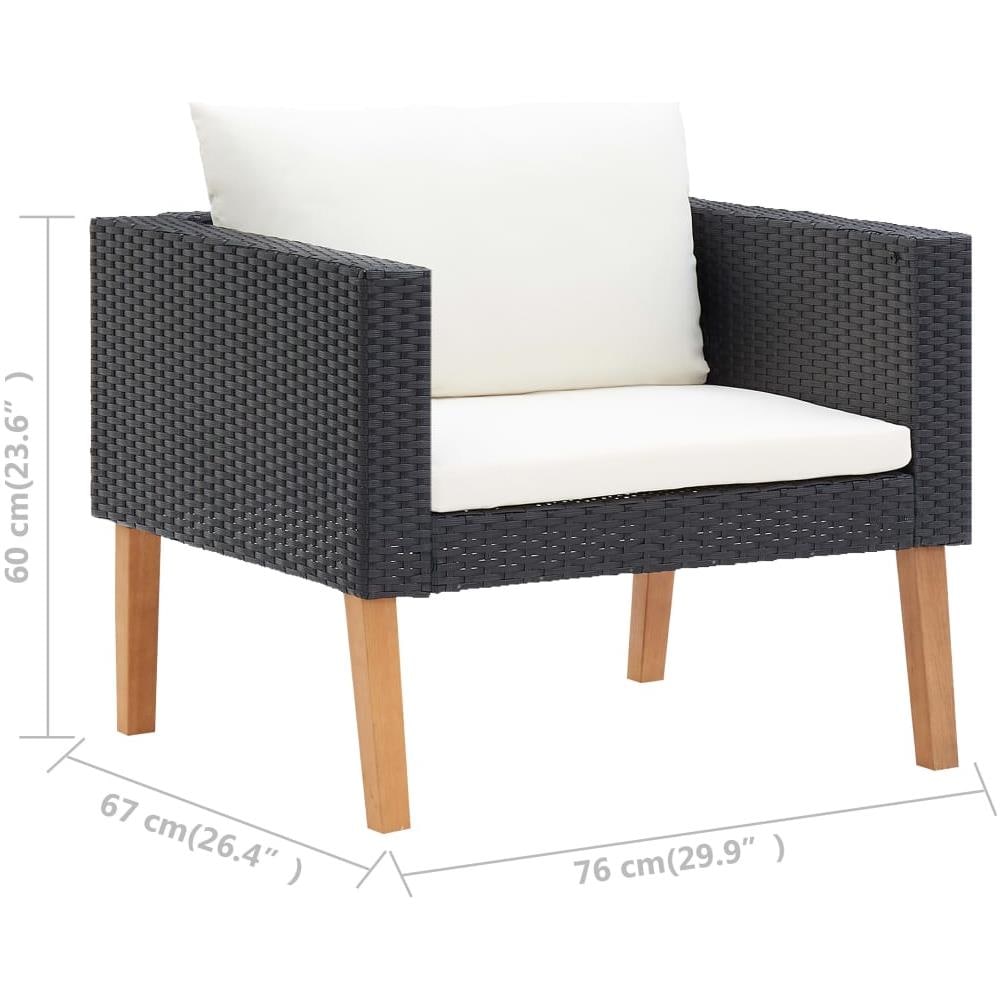 Set Divani Da Giardino 4 Pz Con Cuscini In Polyrattan Nero - Foto 2