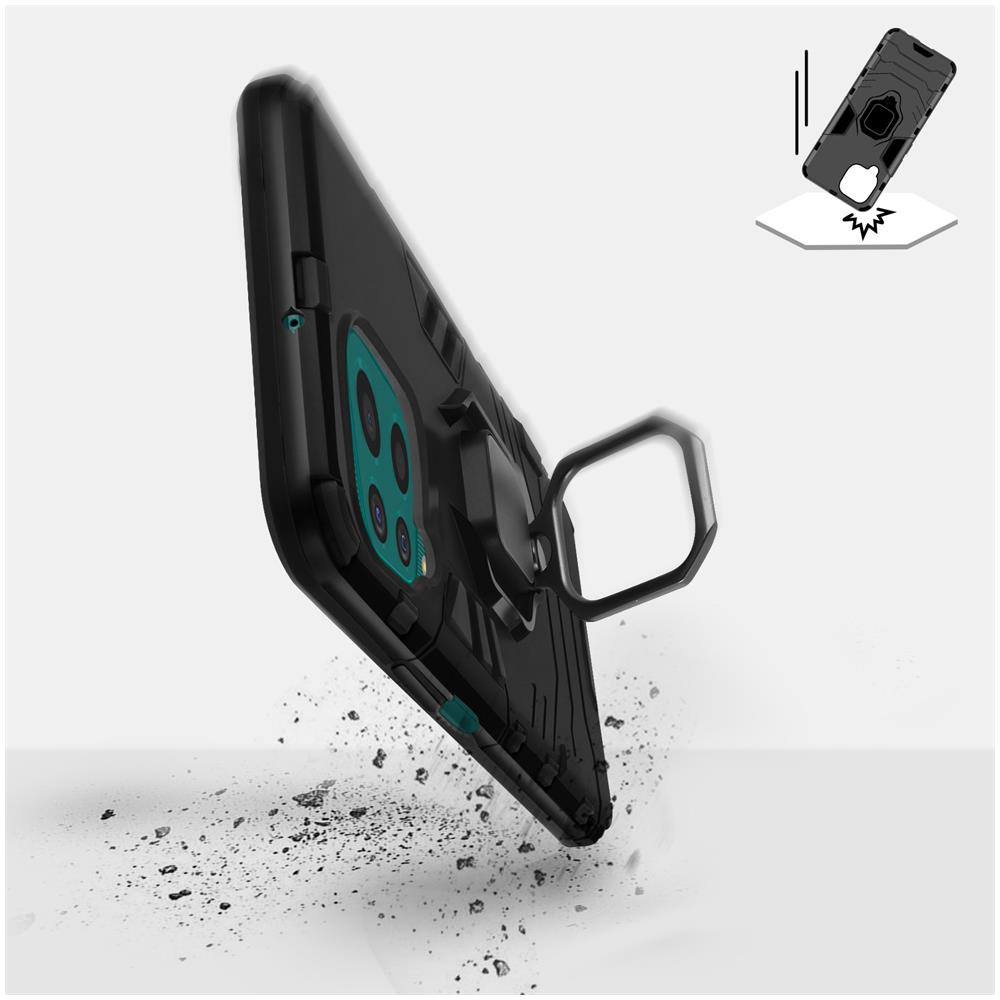 Cover Samsung Galaxy M62 Grigia Ibrida Antiurto Supporto Anello Metallico - Foto 2