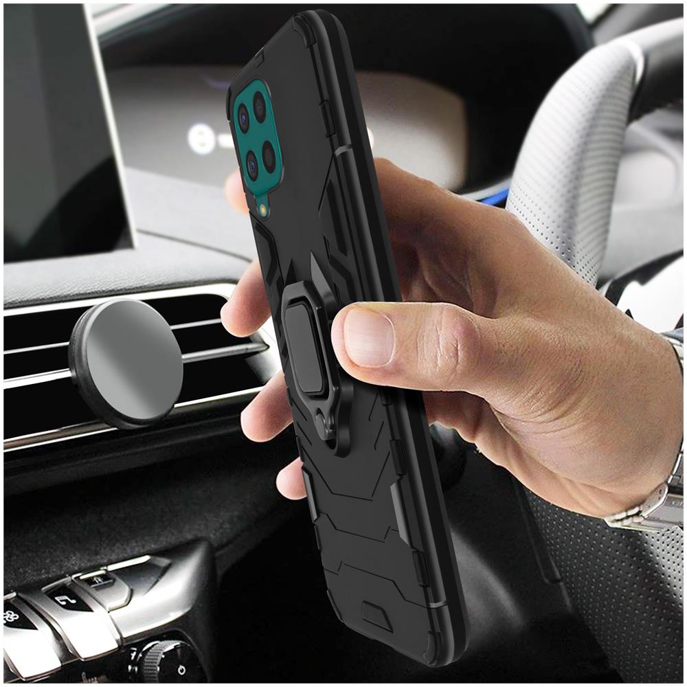 Cover Samsung Galaxy M62 Grigia Ibrida Antiurto Supporto Anello Metallico - Foto 5