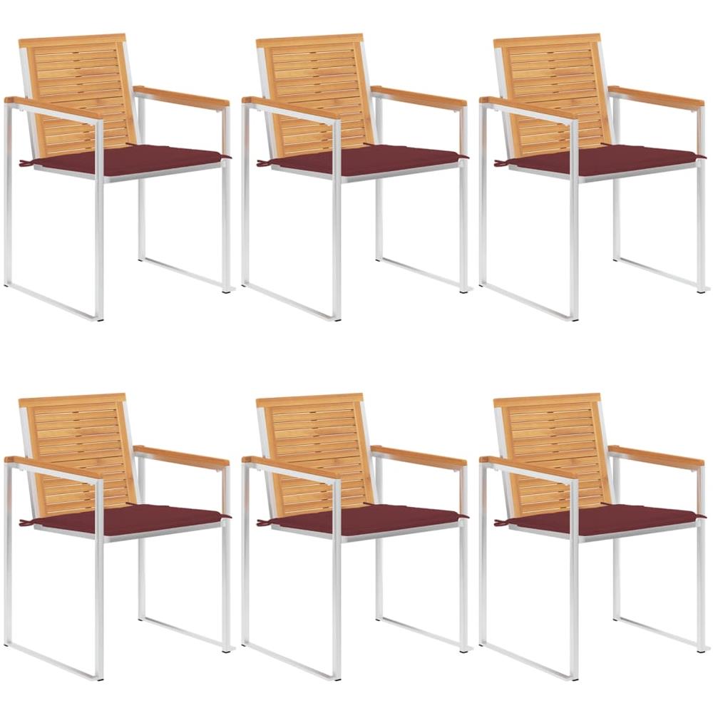 Sedie Da Giardino Con Cuscini 8 Pz In Legno Massello Di Teak - Foto 1