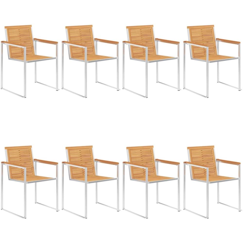 Sedie Da Giardino Con Cuscini 8 Pz In Legno Massello Di Teak - Foto 3