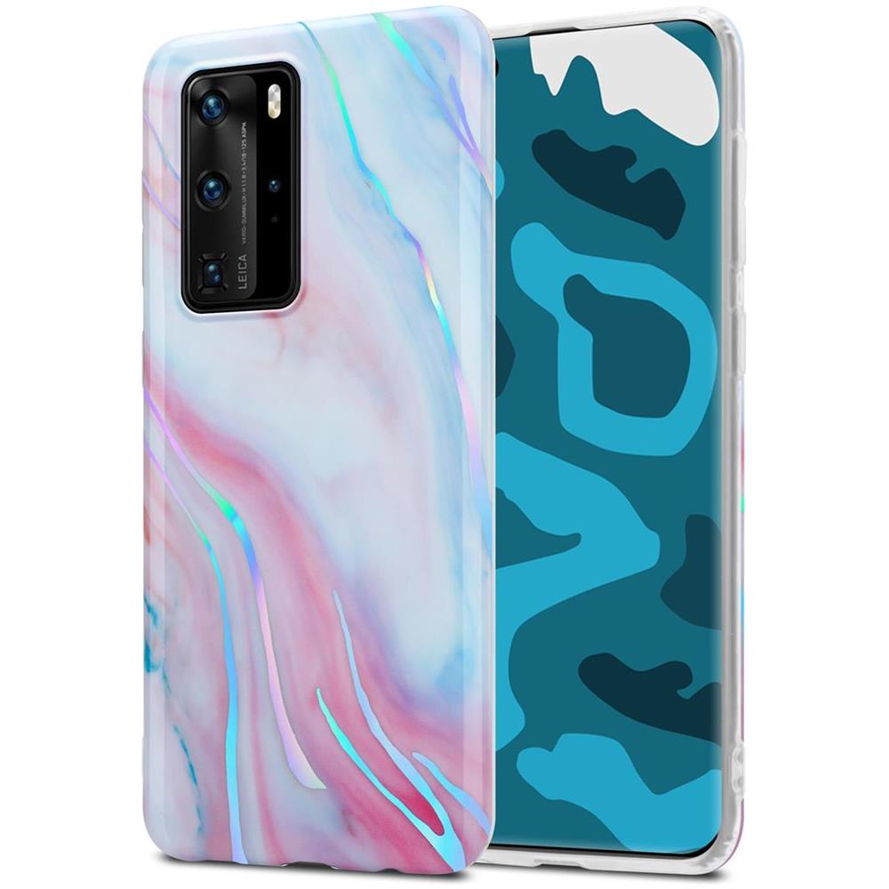 Custodia Compatibile Con Huawei P40 Pro In Marmo Rosa Bianco No. 15 - Coperchio Protettivo In Silicone Tpu Con Motivo A Mosaico - Foto 1