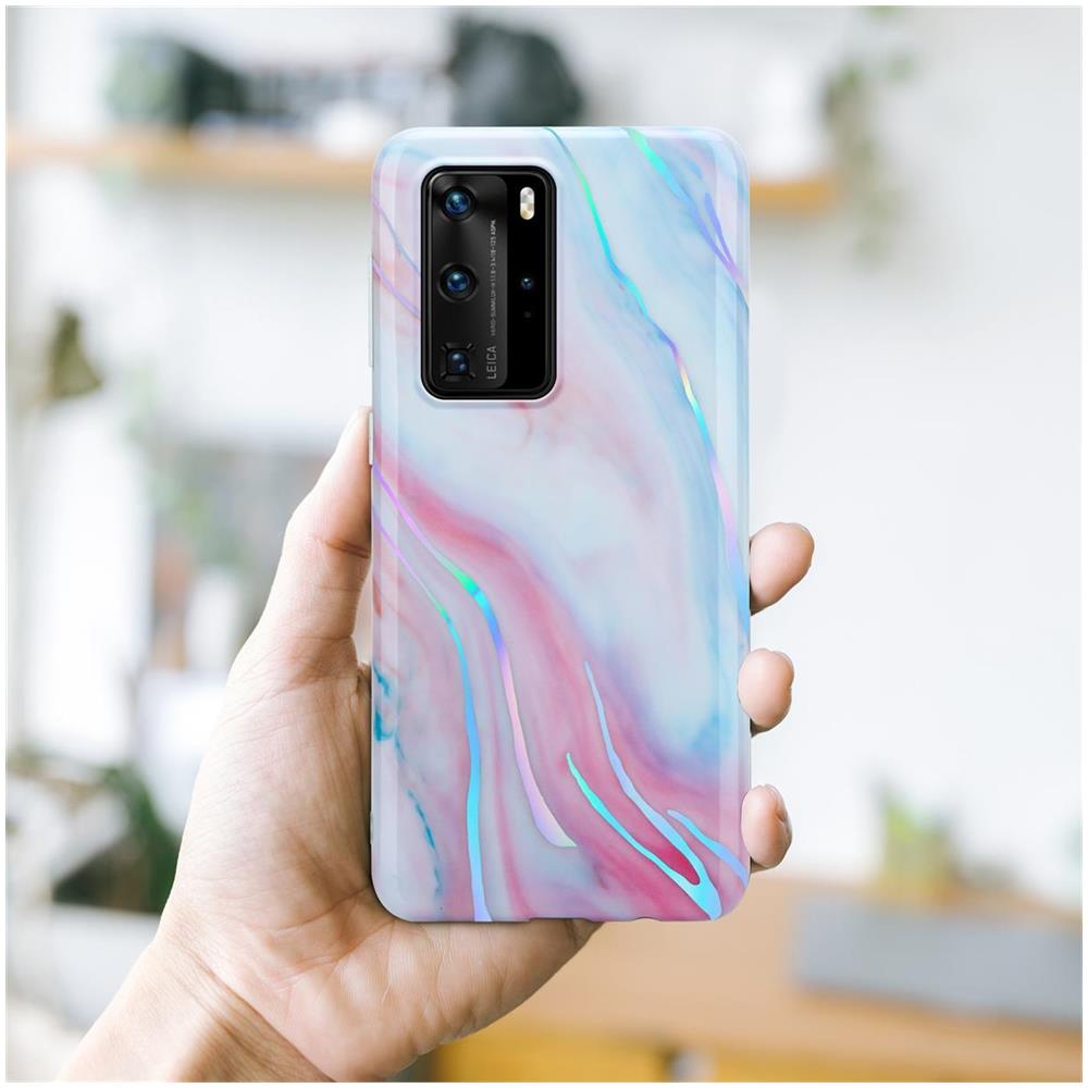 Custodia Compatibile Con Huawei P40 Pro In Marmo Rosa Bianco No. 15 - Coperchio Protettivo In Silicone Tpu Con Motivo A Mosaico - Foto 7