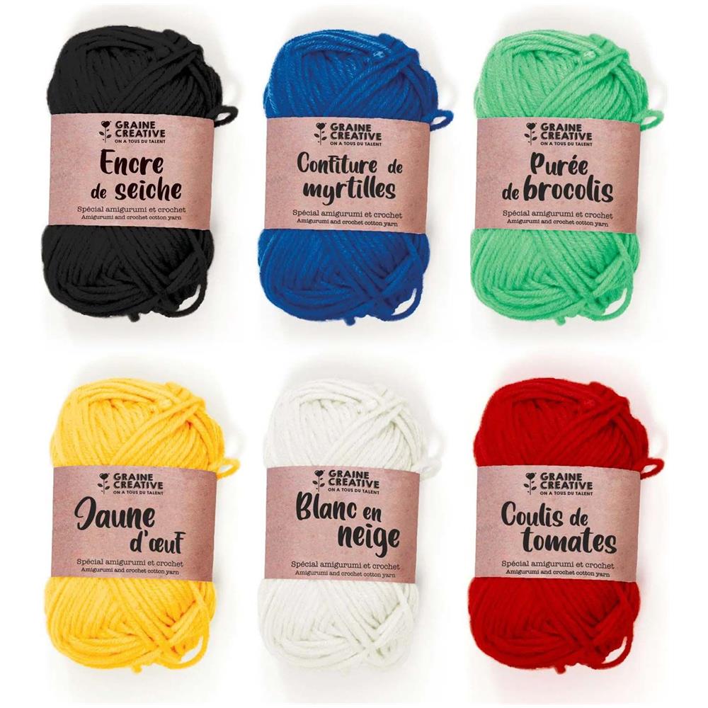 6 Fili Di Cotone Per Uncinetto 55 M - Bianco-rosso-giallo-verde-blu-nero - Foto 1