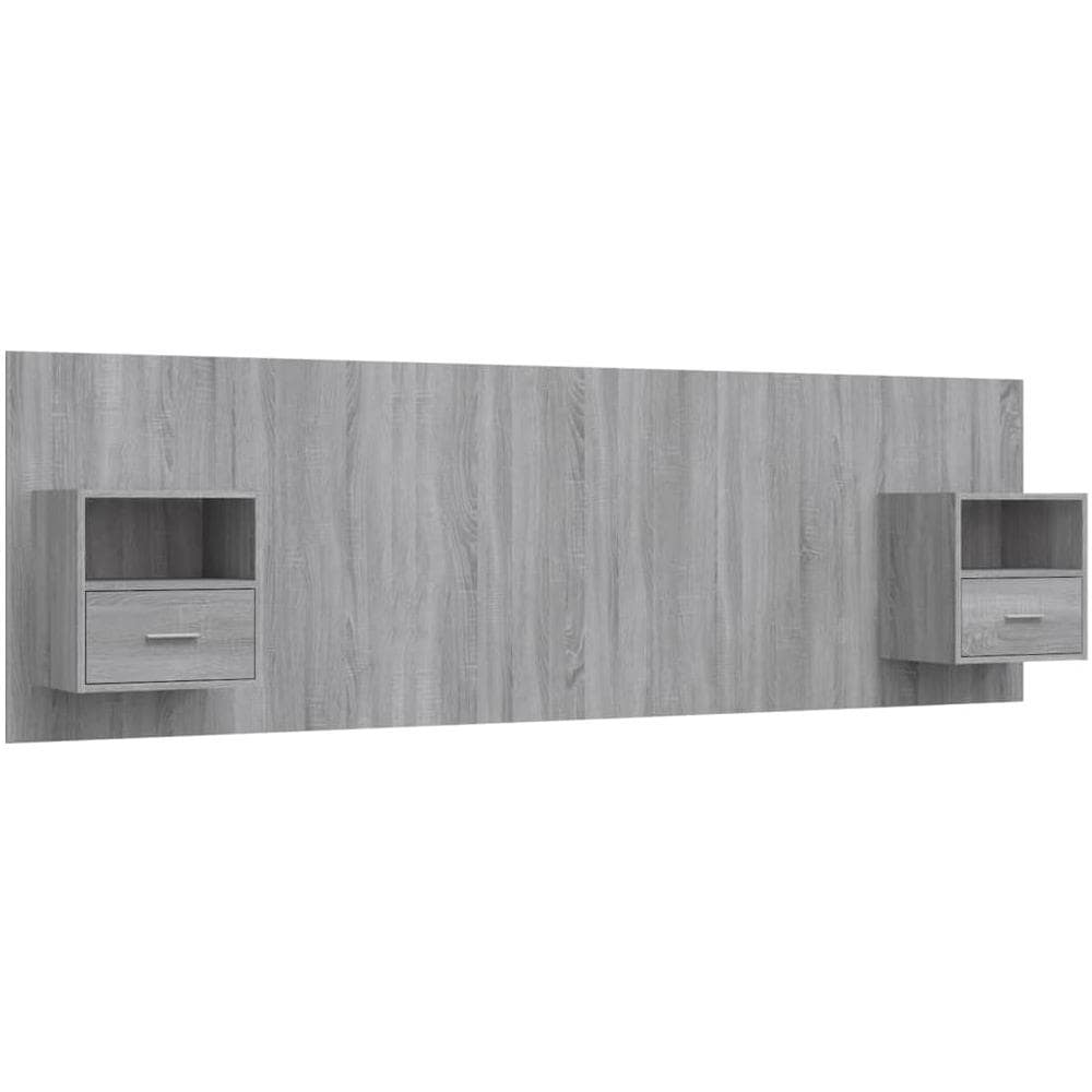 Testiera Letto Con Comodini In Legno Multistrato Grigio Sonoma - Foto 2