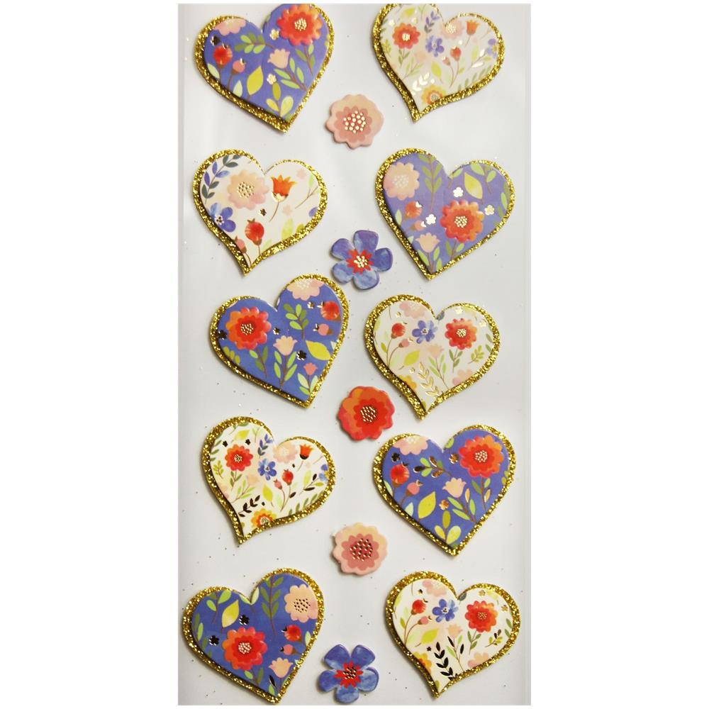 15 Adesivi 3d Cuori Di Fiori - Glitter - Foto 1