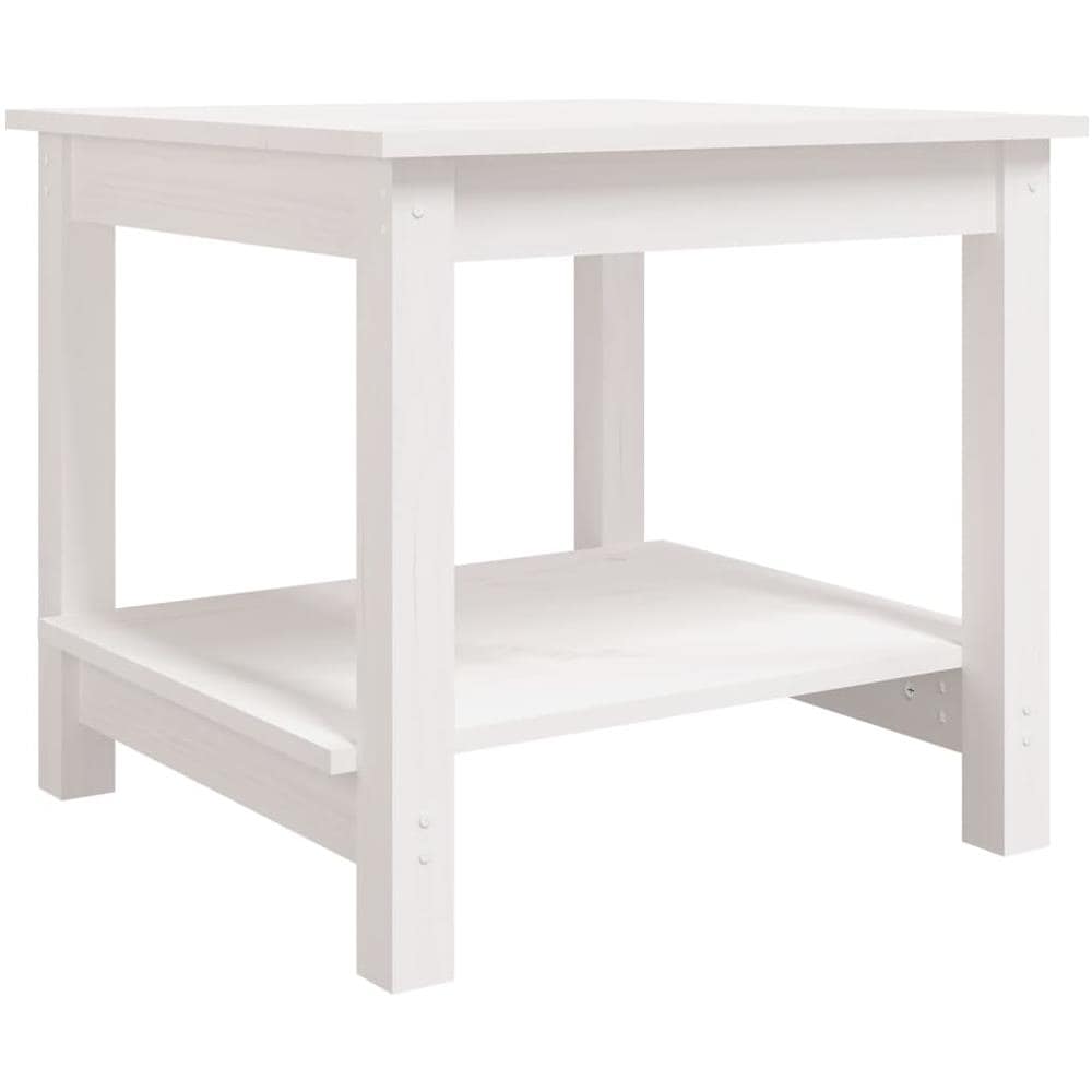 Tavolino da Salotto Bianco 50x50x45 cm Legno Massello di Pino - Foto 1