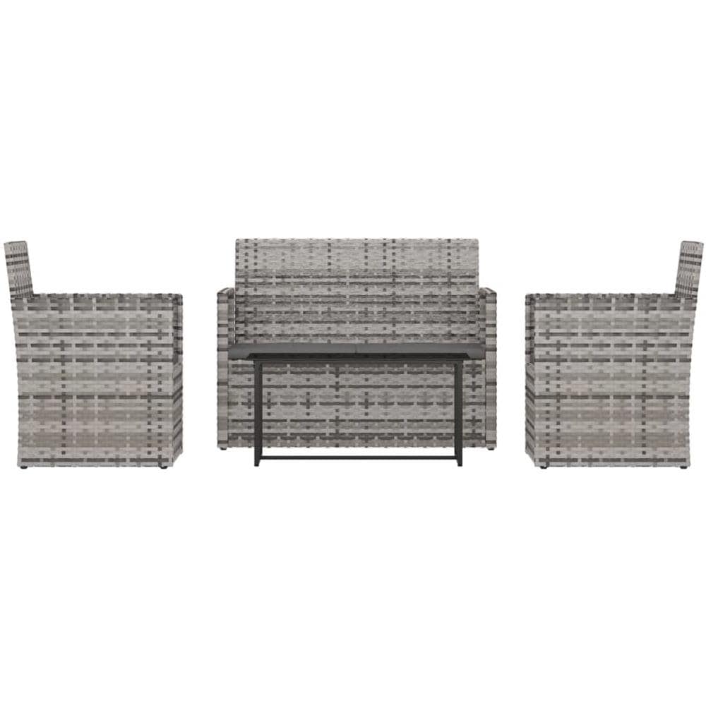Set Divani Da Esterno 4 Pz Con Cuscini In Polyrattan Grigio - Foto 2