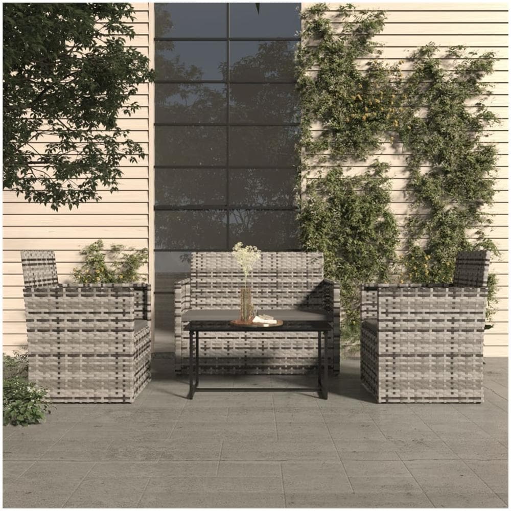 Set Divani Da Esterno 4 Pz Con Cuscini In Polyrattan Grigio - Foto 1